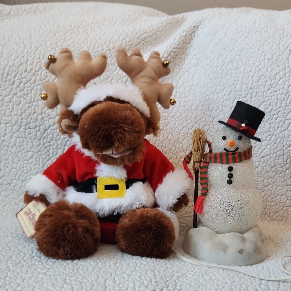 Vintage 90's Avon Chily Sam Light-up Snowman PBC Musical Collection Reindeer